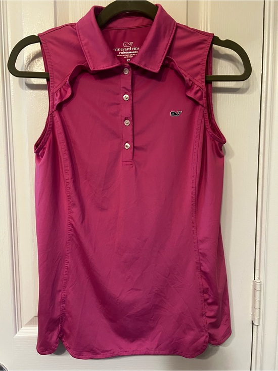 Vineyard Vines Tops - Vineyard Vines Women's Sleeveless Hot Pink Performance Ruffle Golf Polo, Size XS